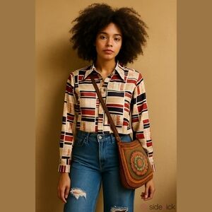 Vintage LouBella “Extendables” Nylon Shirt – 1970s California Disco Era